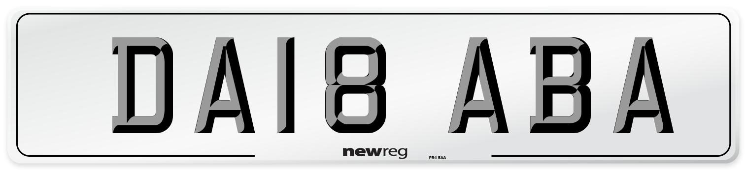 DA18 ABA Number Plate from New Reg